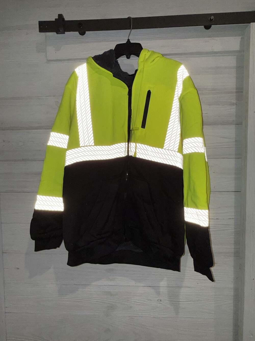 High Visibility Safety Reflective Workwear Full Zip Hooded Sweatshirt with Black